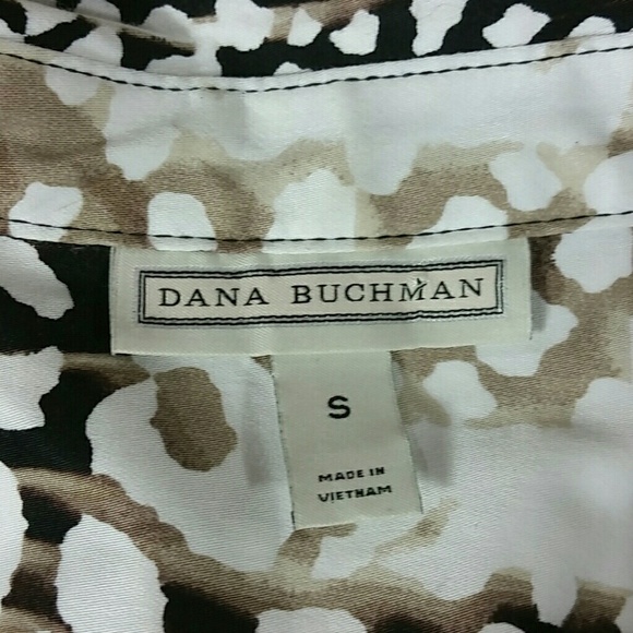 Tank top Dana Buchman black white Brown button Up collared Animal Print - Picture 5 of 5